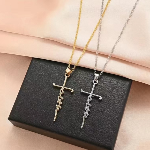 Gold FAITH Pendant Necklace - Picture 3 of 5